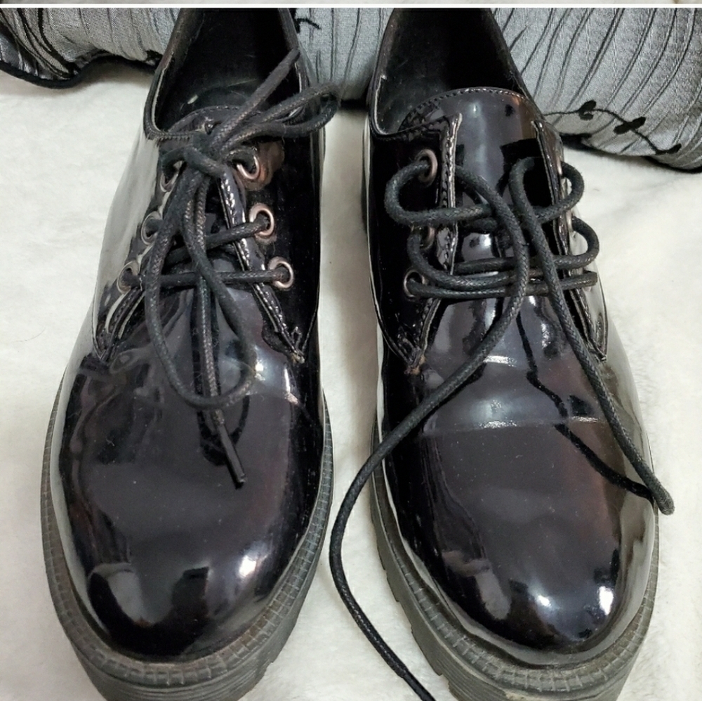 👞ROUGE BLACK GOTH PATENT SHOES👞